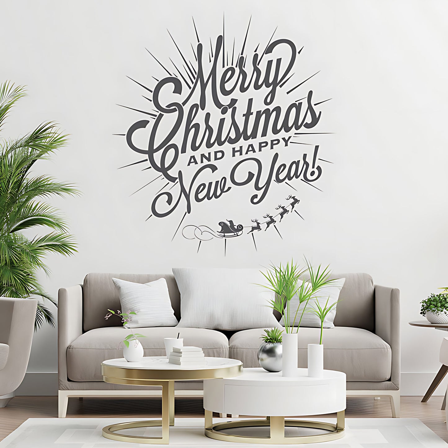 Christmas Wall Sticker for New Year Shop Window - XMAS Sign Art