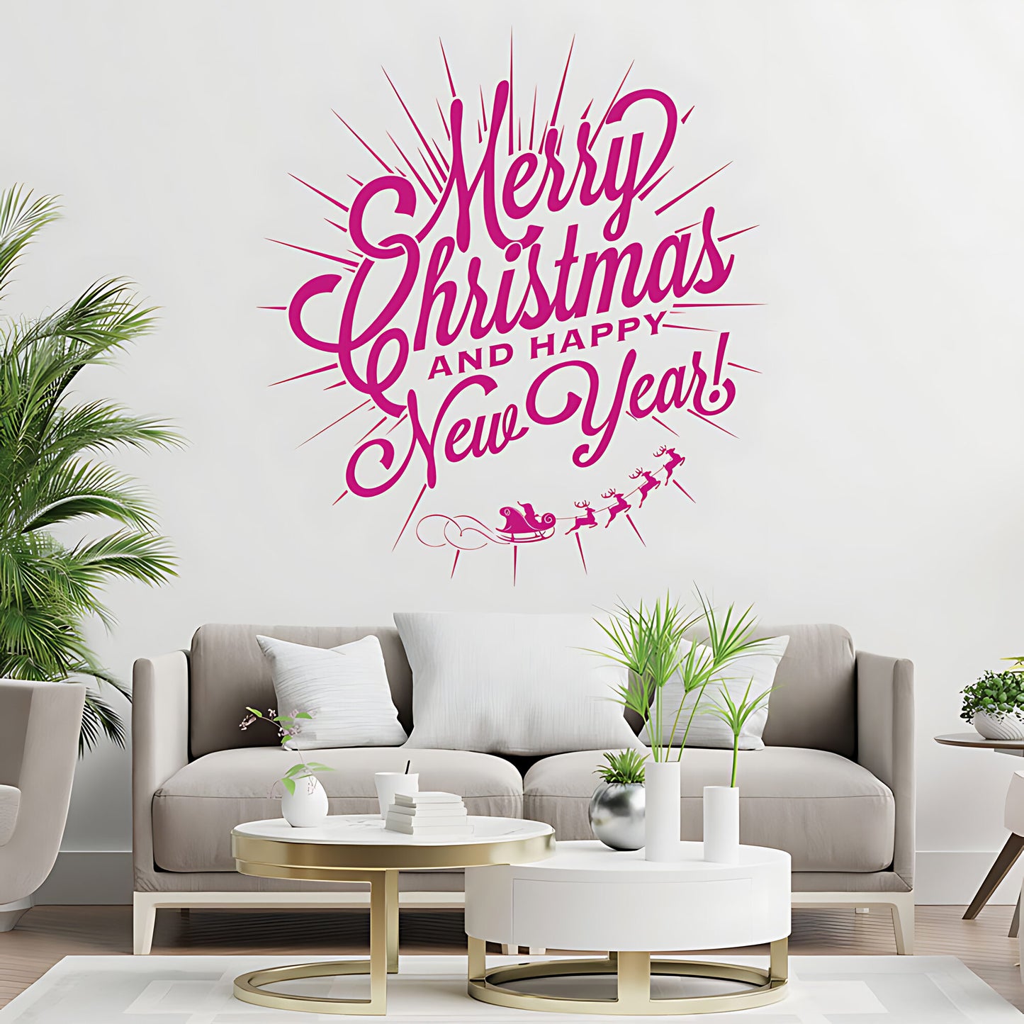 Christmas Wall Sticker for New Year Shop Window - XMAS Sign Art