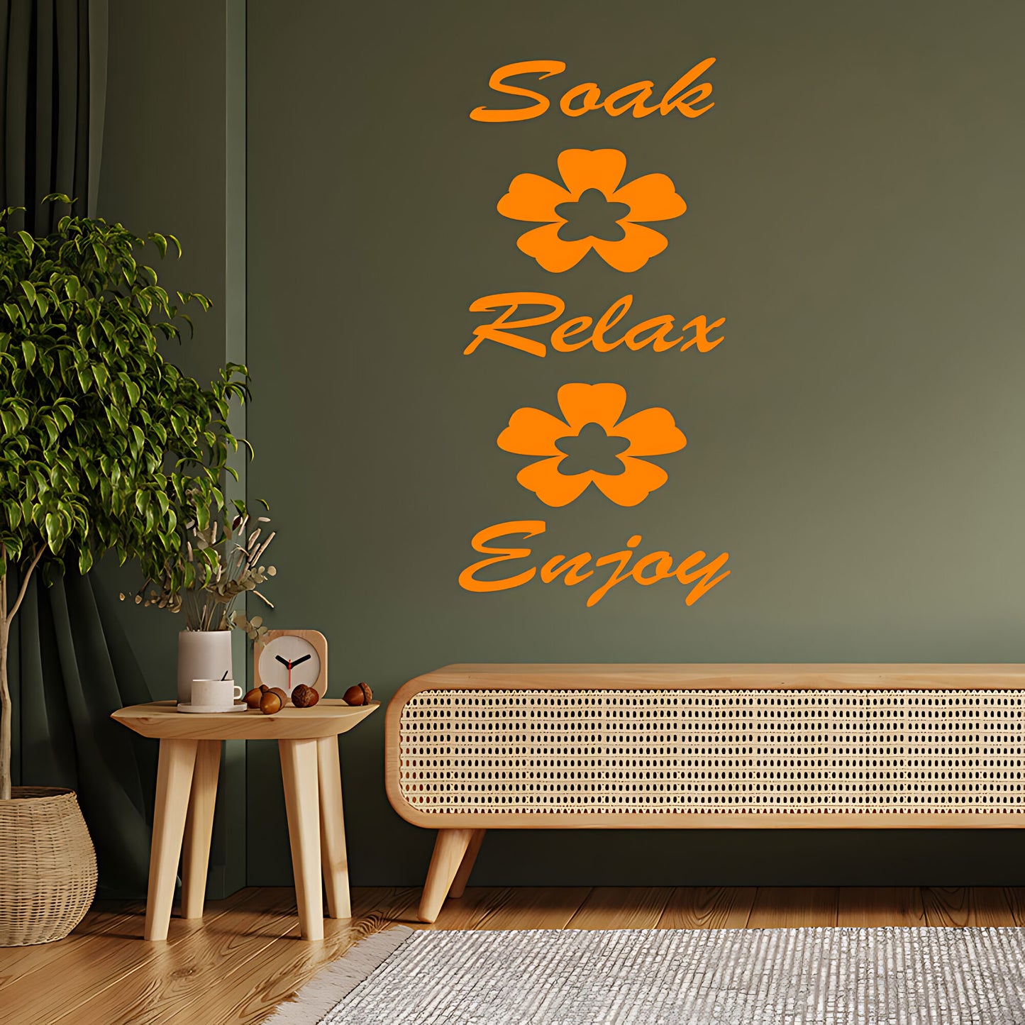 Soak, Relax, and Enjoy Bathroom Wall Sticker Art Decal Quote