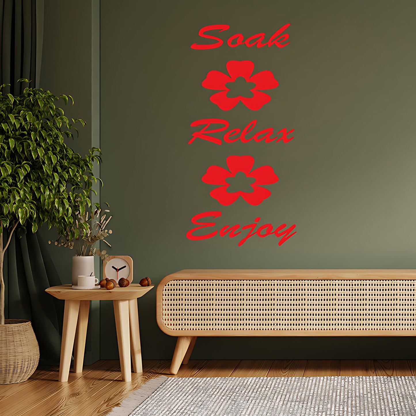 Soak, Relax, and Enjoy Bathroom Wall Sticker Art Decal Quote