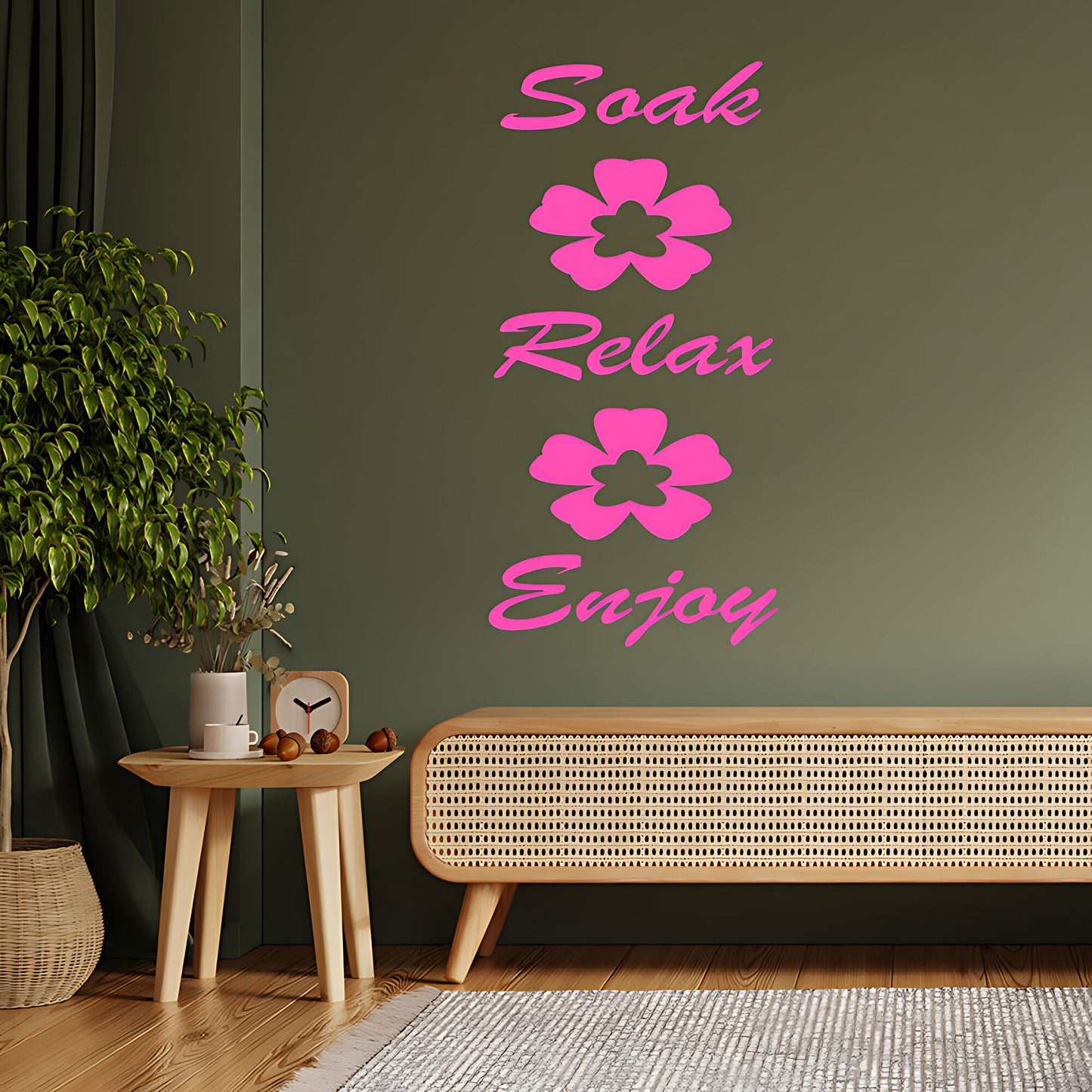 Soak, Relax, and Enjoy Bathroom Wall Sticker Art Decal Quote