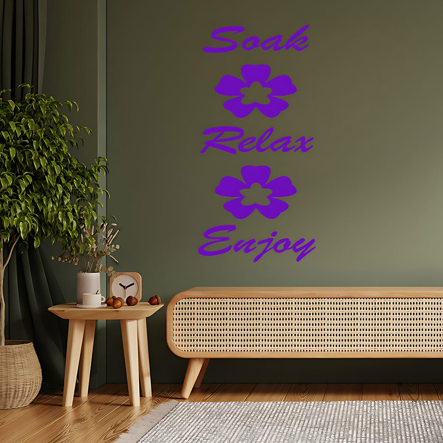 Soak, Relax, and Enjoy Bathroom Wall Sticker Art Decal Quote