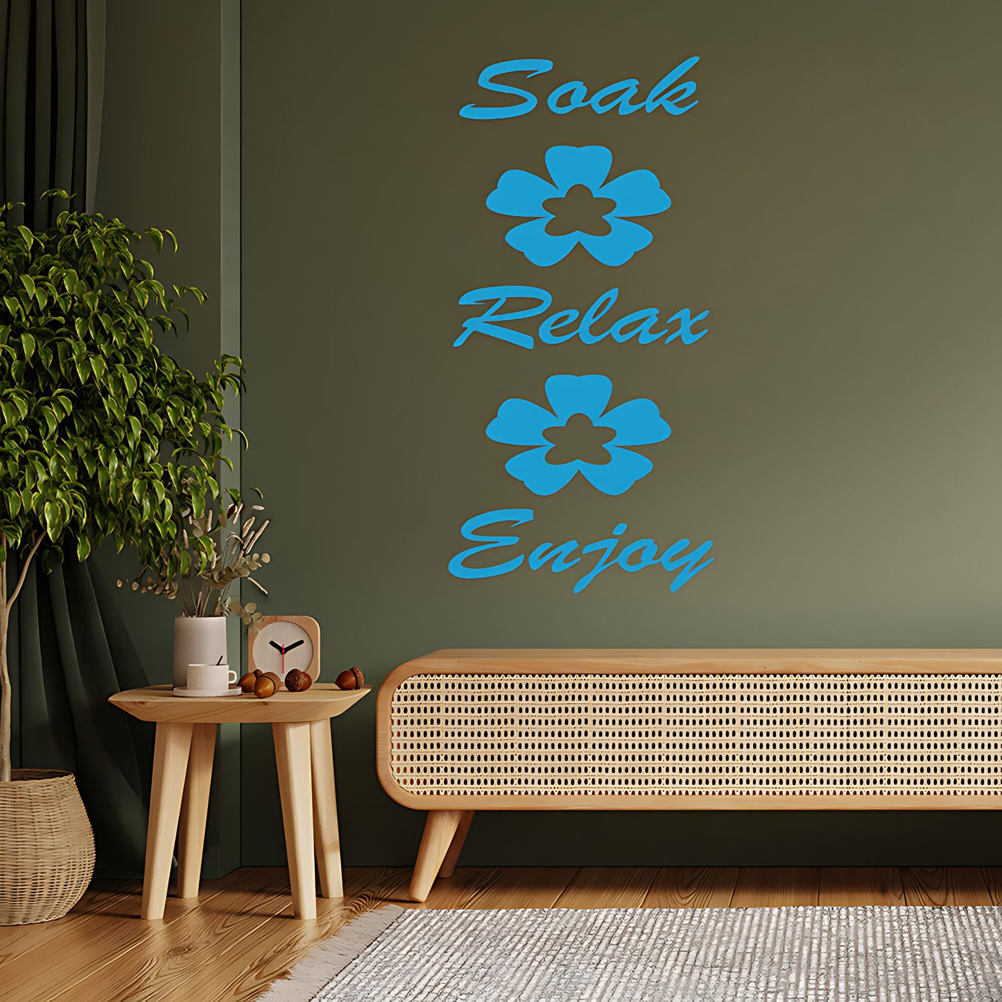 Soak, Relax, and Enjoy Bathroom Wall Sticker Art Decal Quote