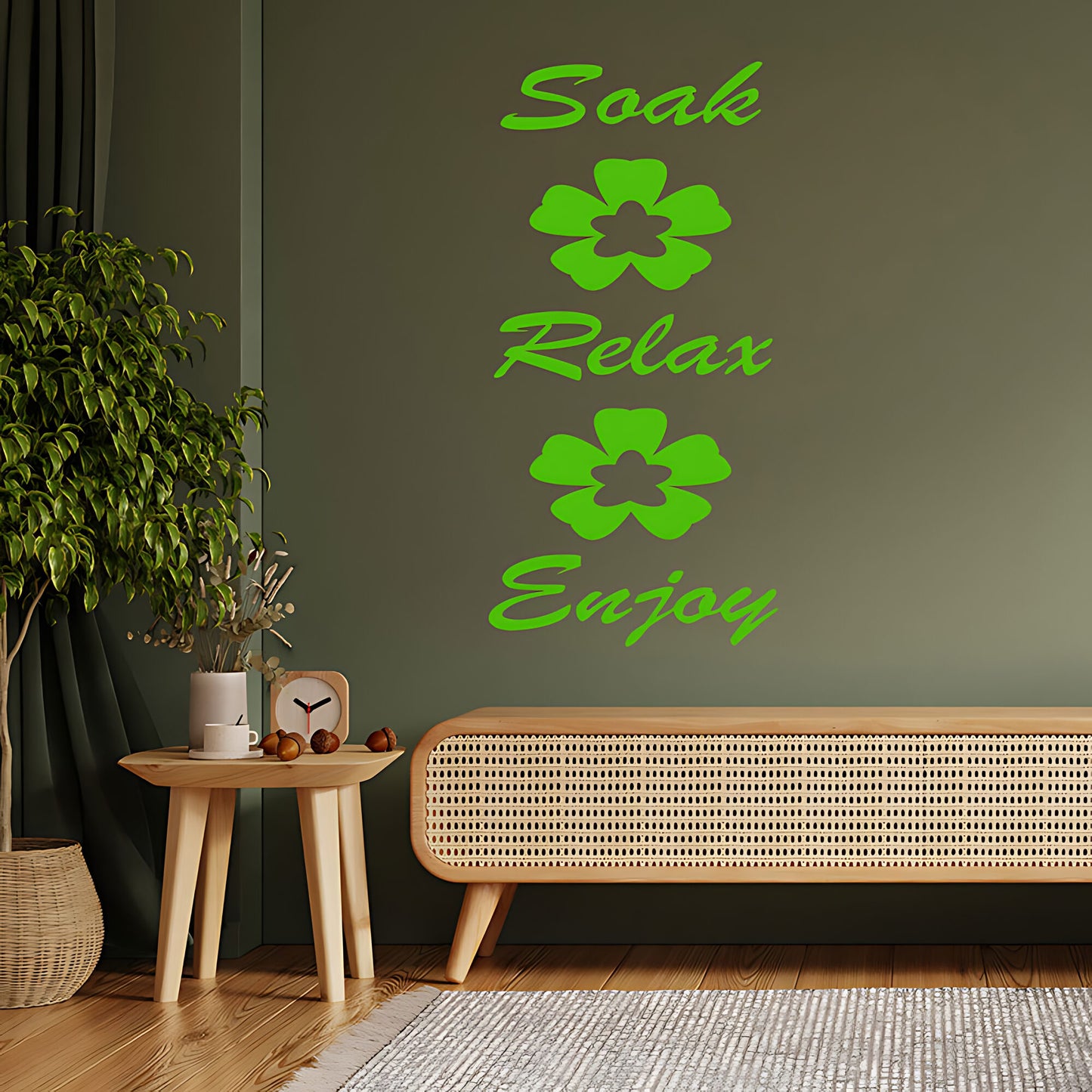 Soak, Relax, and Enjoy Bathroom Wall Sticker Art Decal Quote