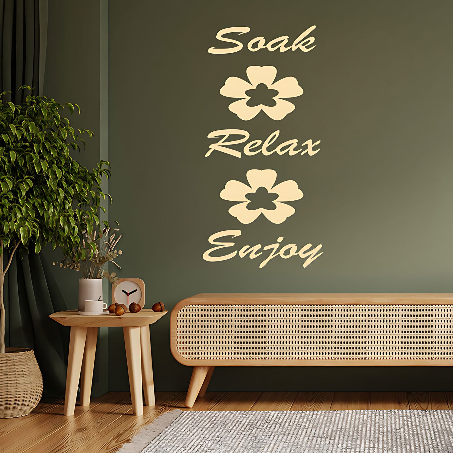 Soak, Relax, and Enjoy Bathroom Wall Sticker Art Decal Quote