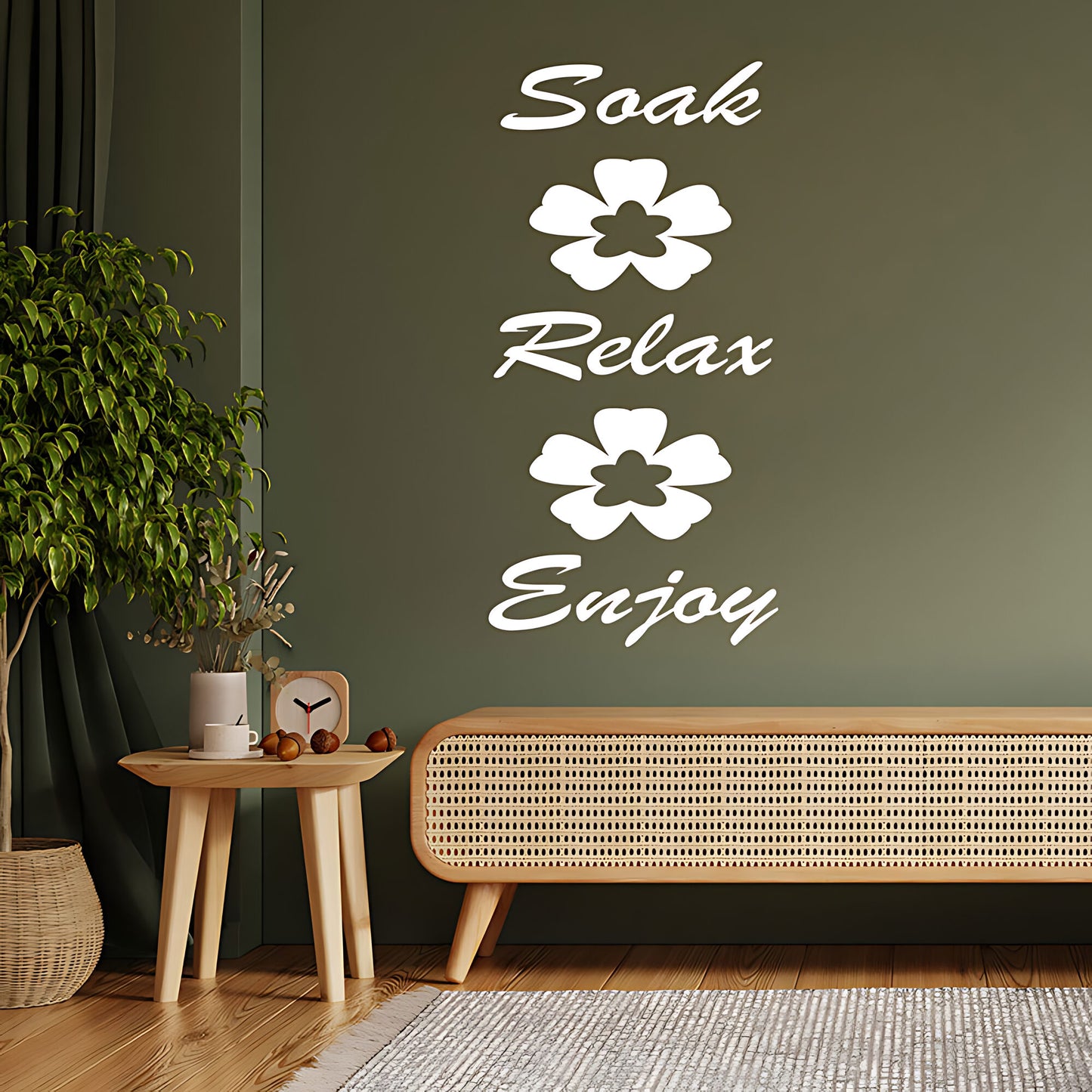Soak, Relax, and Enjoy Bathroom Wall Sticker Art Decal Quote