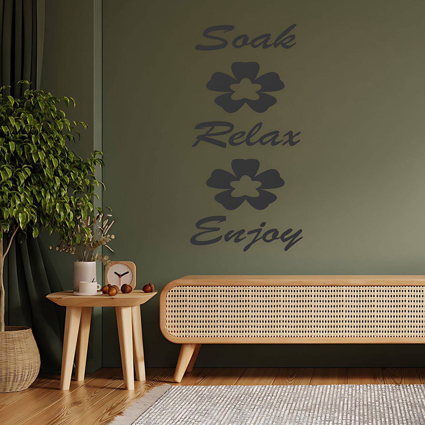 Soak, Relax, and Enjoy Bathroom Wall Sticker Art Decal Quote