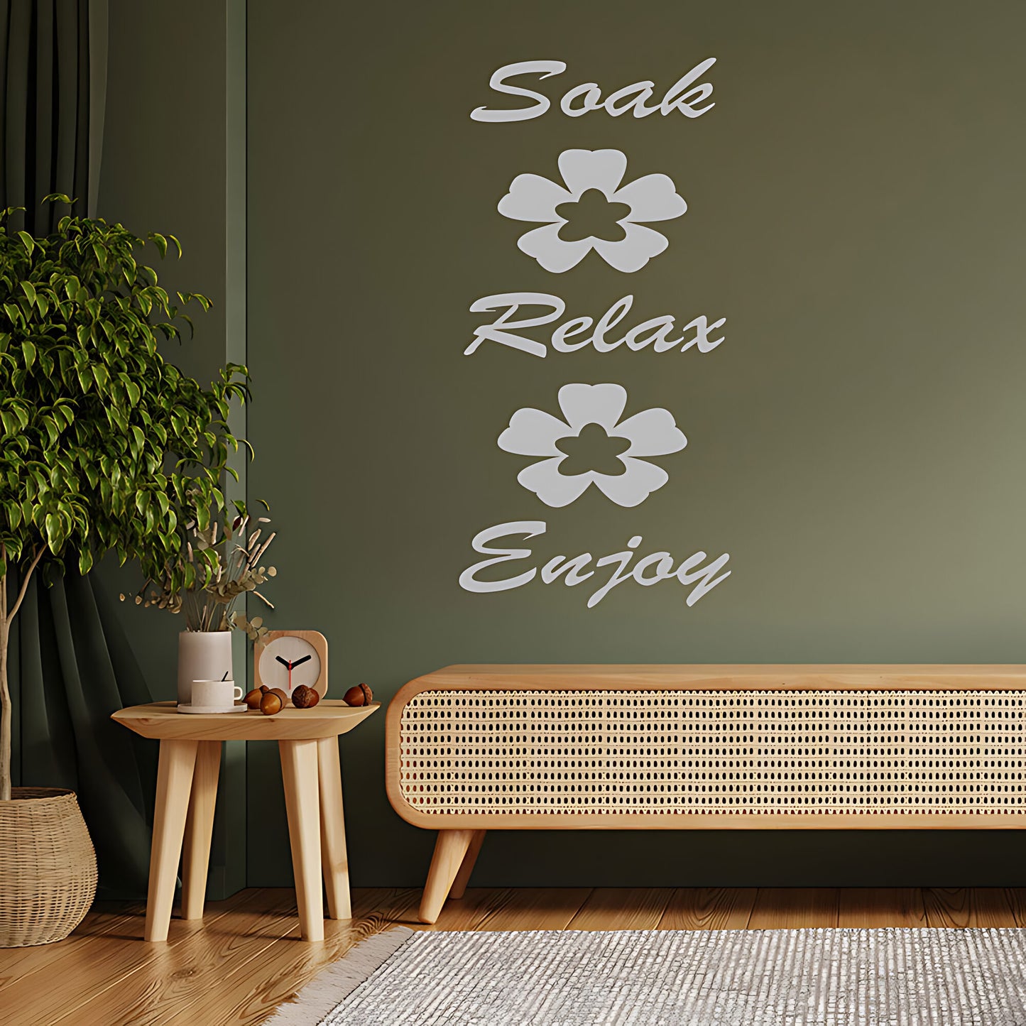 Soak, Relax, and Enjoy Bathroom Wall Sticker Art Decal Quote