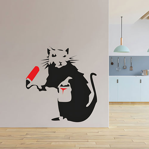 Painting Rat Wall Art Sticker Decal - Banksy Style
