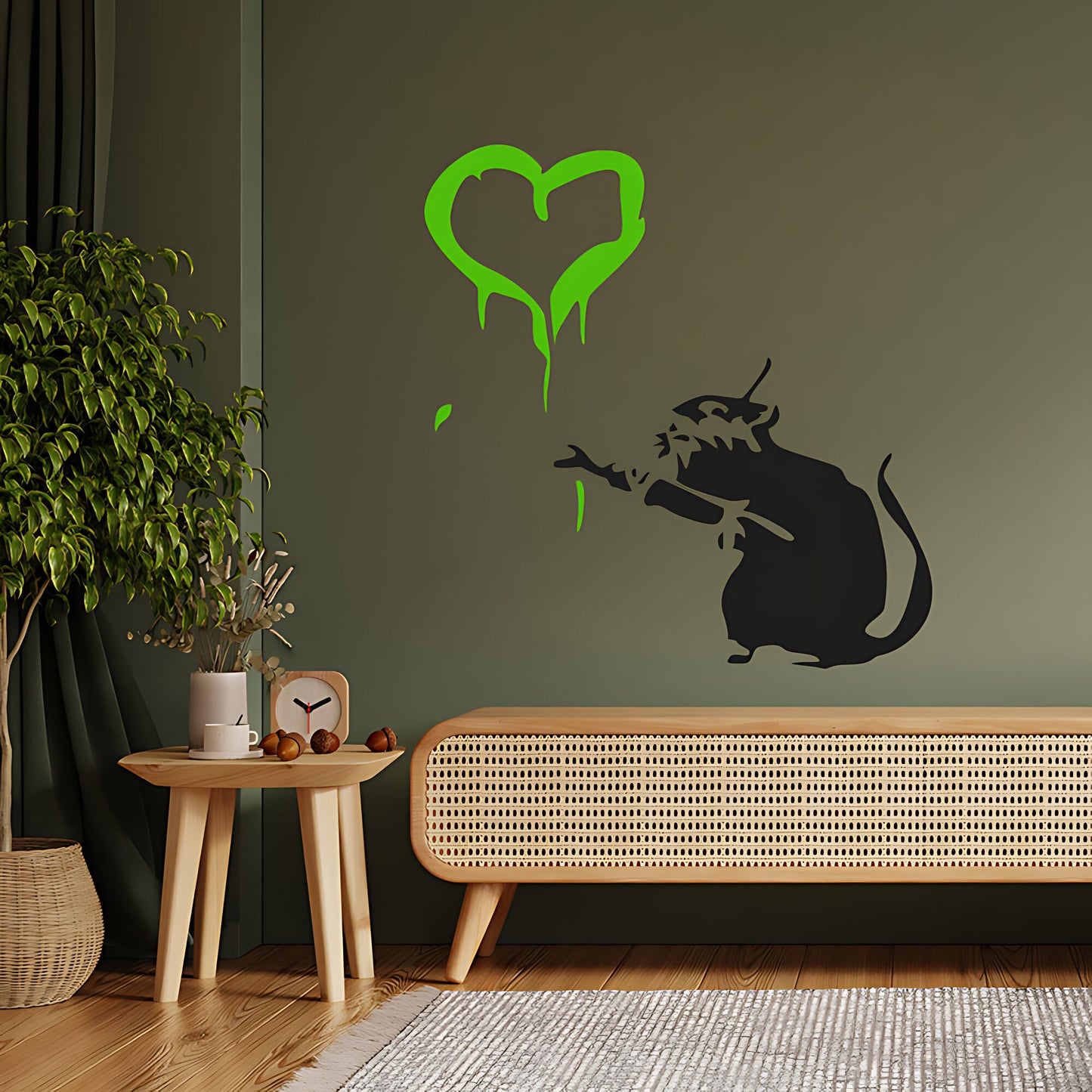 Rat Heart Wall Art Sticker Decal - Banksy Style