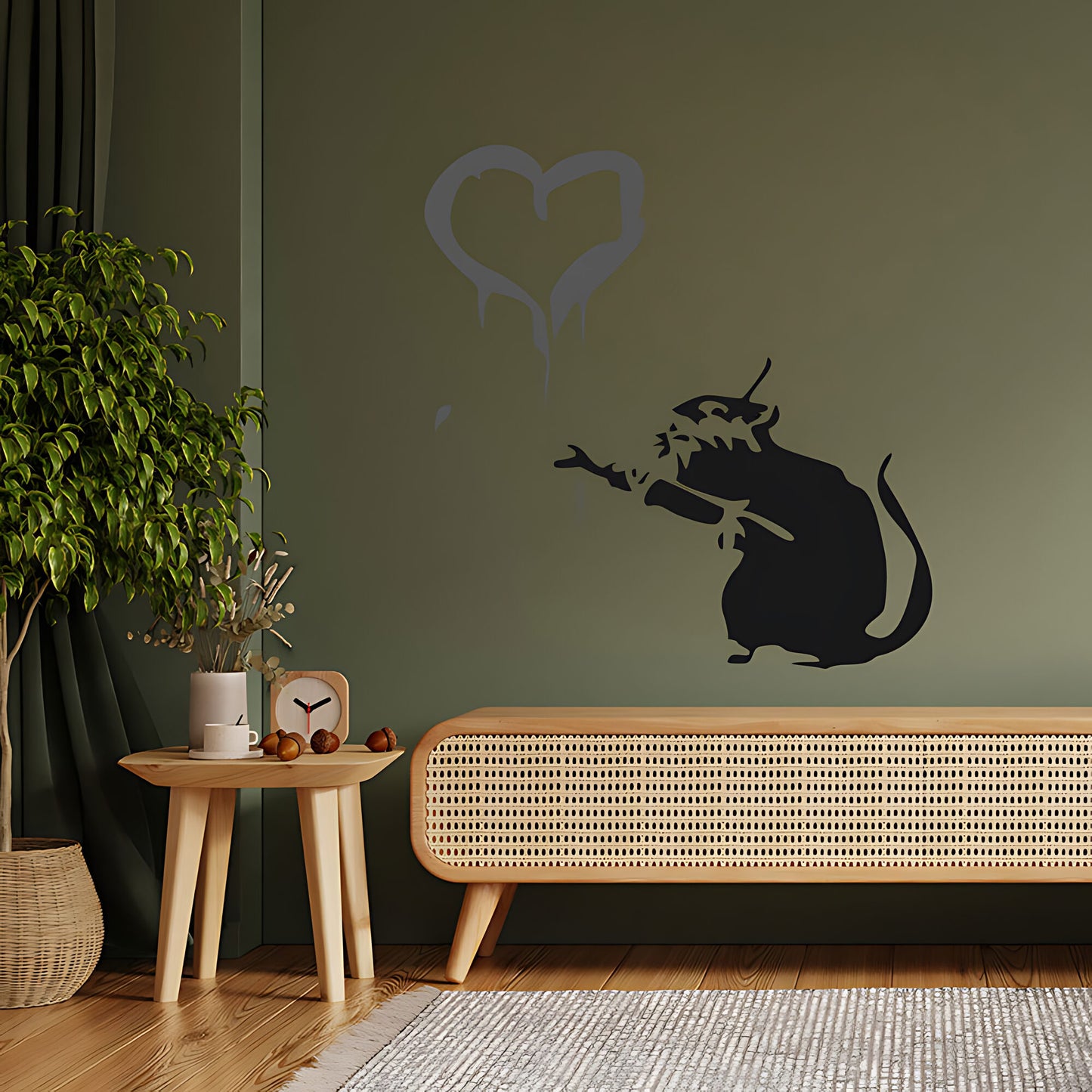 Rat Heart Wall Art Sticker Decal - Banksy Style