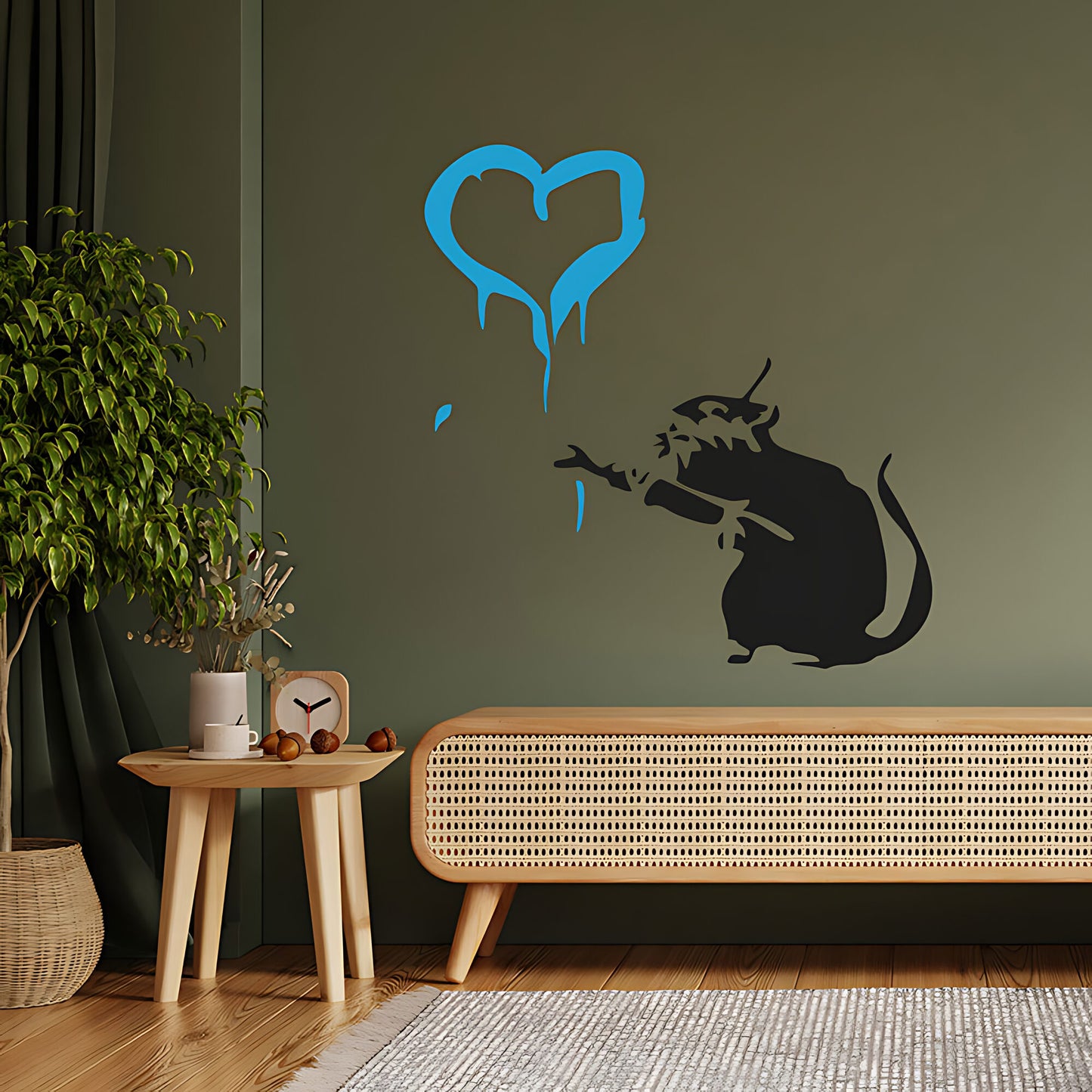 Rat Heart Wall Art Sticker Decal - Banksy Style