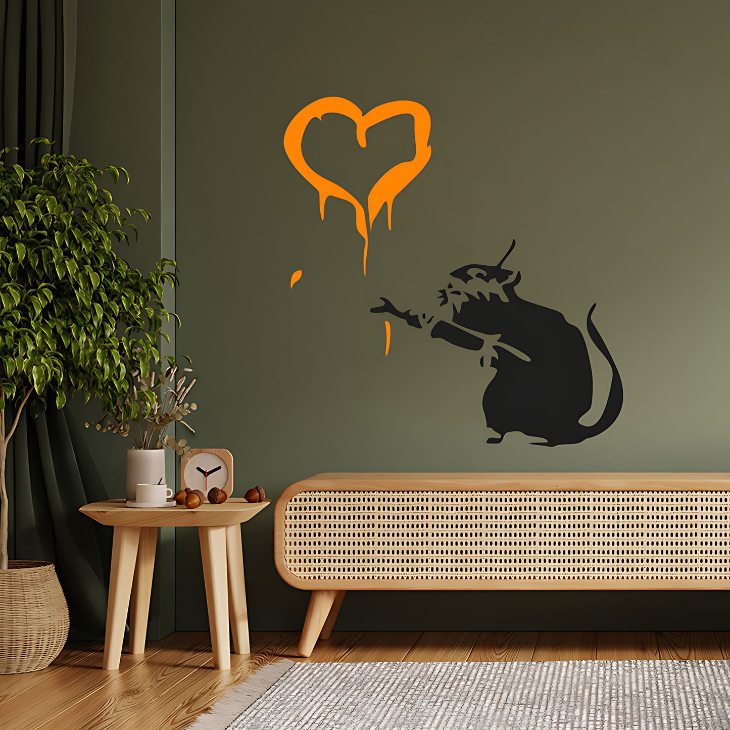 Rat Heart Wall Art Sticker Decal - Banksy Style