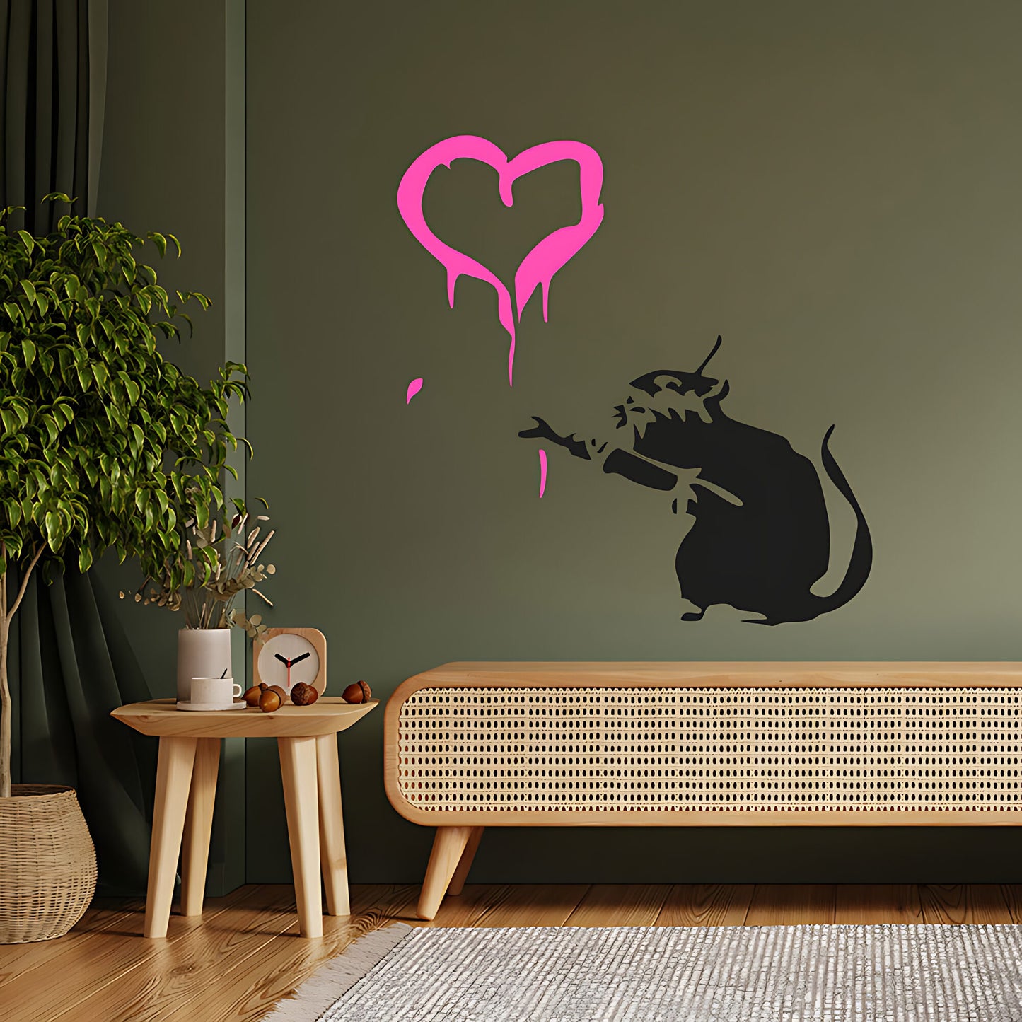 Rat Heart Wall Art Sticker Decal - Banksy Style