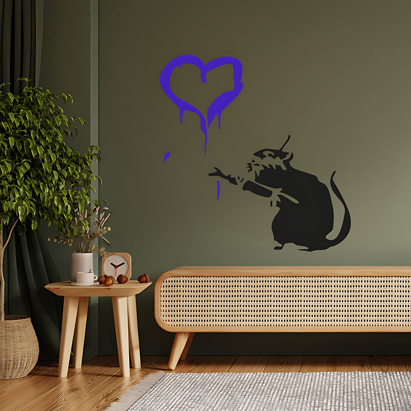 Rat Heart Wall Art Sticker Decal - Banksy Style