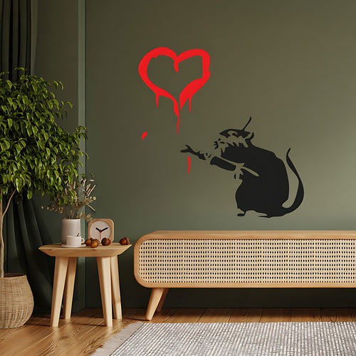 Rat Heart Wall Art Sticker Decal - Banksy Style