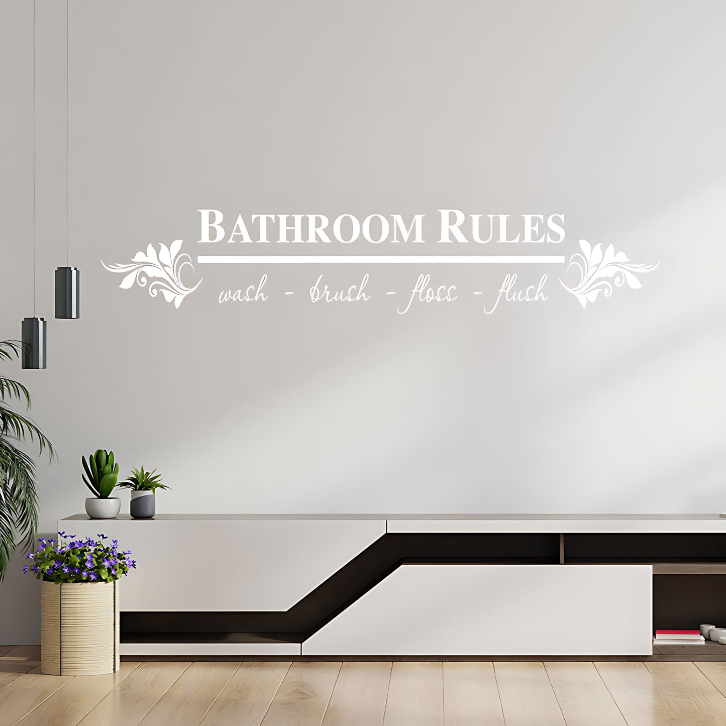 Bathroom Rules Wall Sticker & Decal – Funny Toilet Quote Vinyl