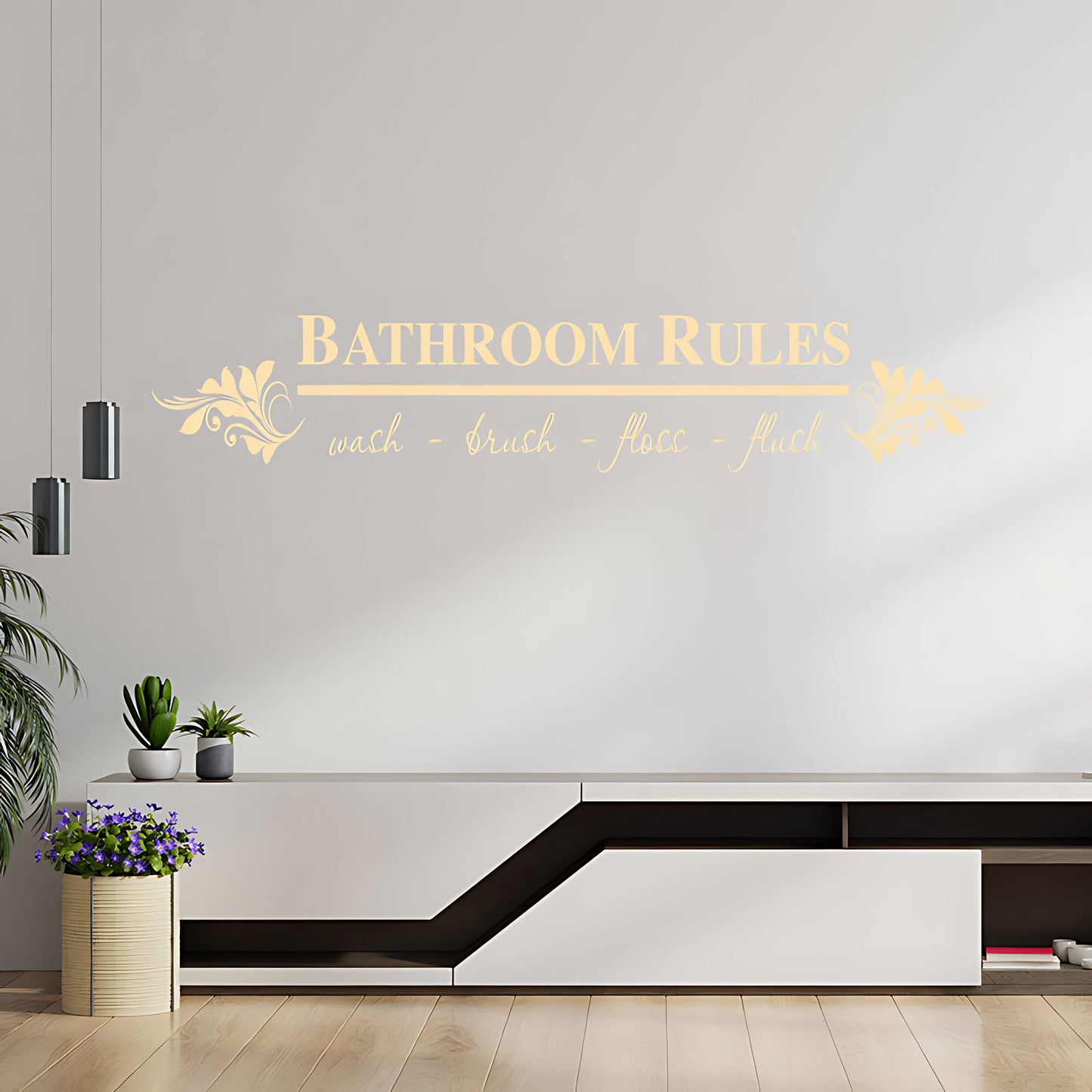 Bathroom Rules Wall Sticker & Decal – Funny Toilet Quote Vinyl