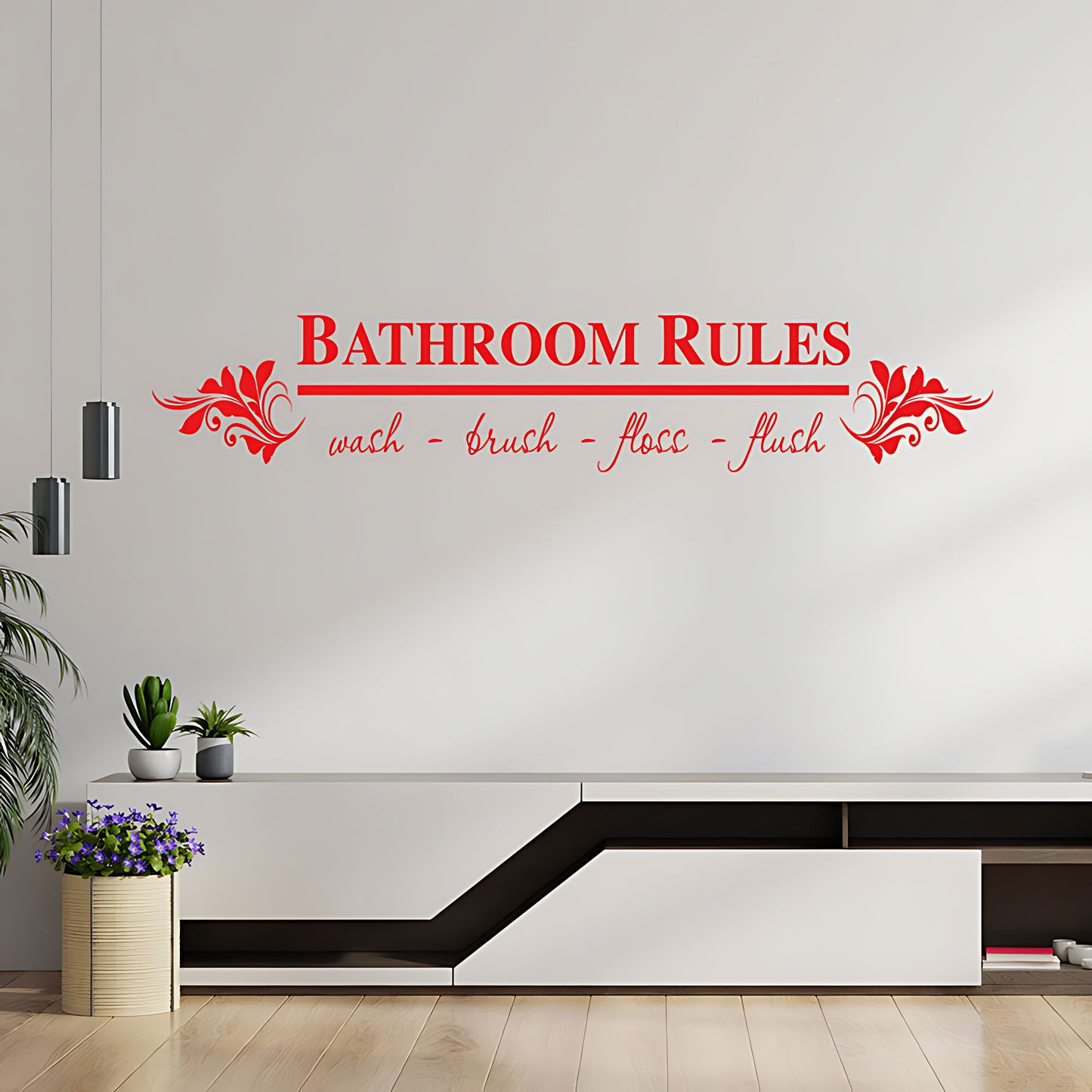 Bathroom Rules Wall Sticker & Decal – Funny Toilet Quote Vinyl