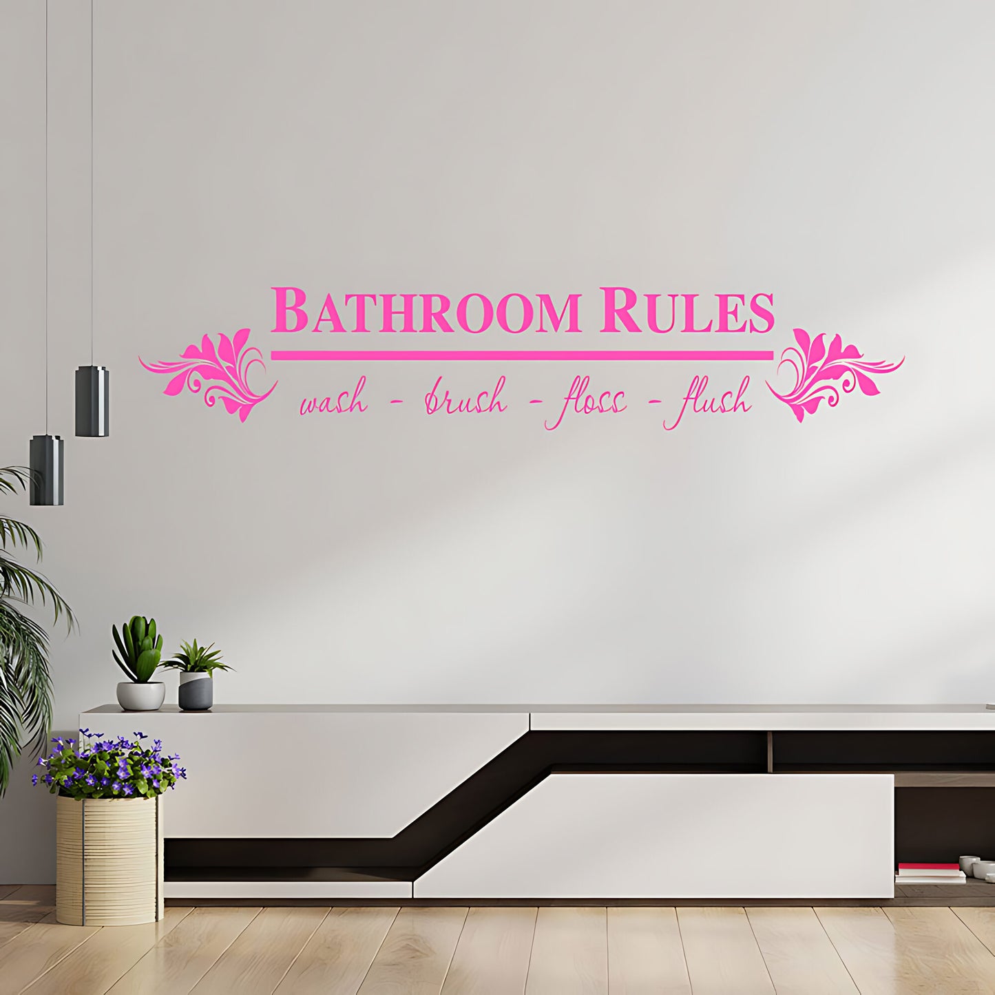 Bathroom Rules Wall Sticker & Decal – Funny Toilet Quote Vinyl