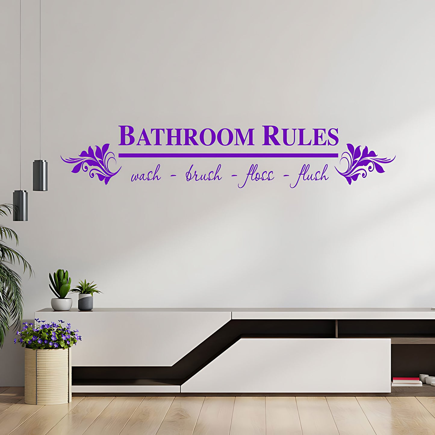 Bathroom Rules Wall Sticker & Decal – Funny Toilet Quote Vinyl