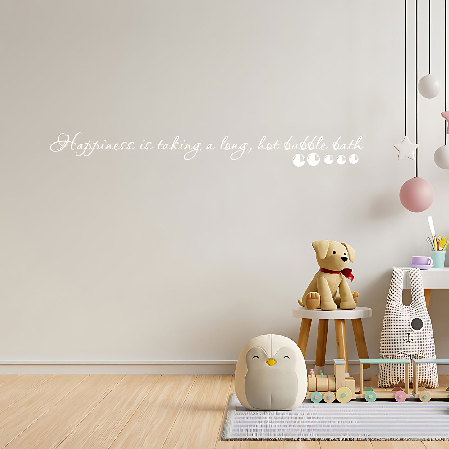 Happiness Is a Long Bubble Bath Wall Sticker Vinyl Art Decal Quote