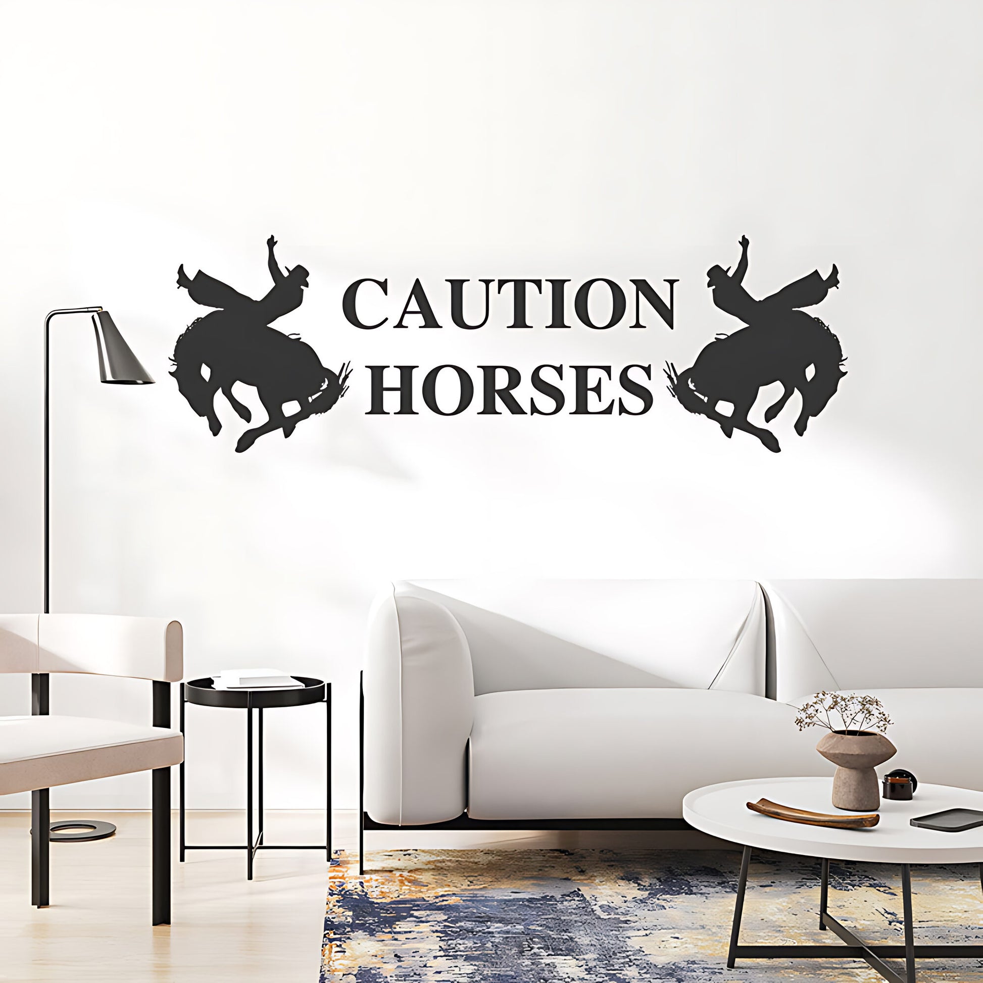 Caution Horses Vehicle Sticker – Horsebox & Trailer Vinyl Decal