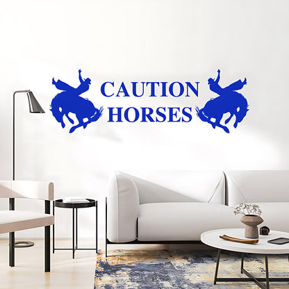 Caution Horses Vehicle Sticker – Horsebox & Trailer Vinyl Decal