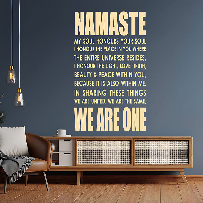 Namaste My Soul Honours Your Soul Wall Sticker ‚Äì We Are One Quote Decal