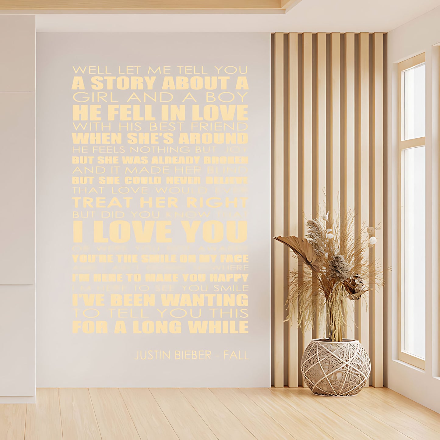 Justin Bieber Wall Art Sticker - Fall Lyrics Music Quote