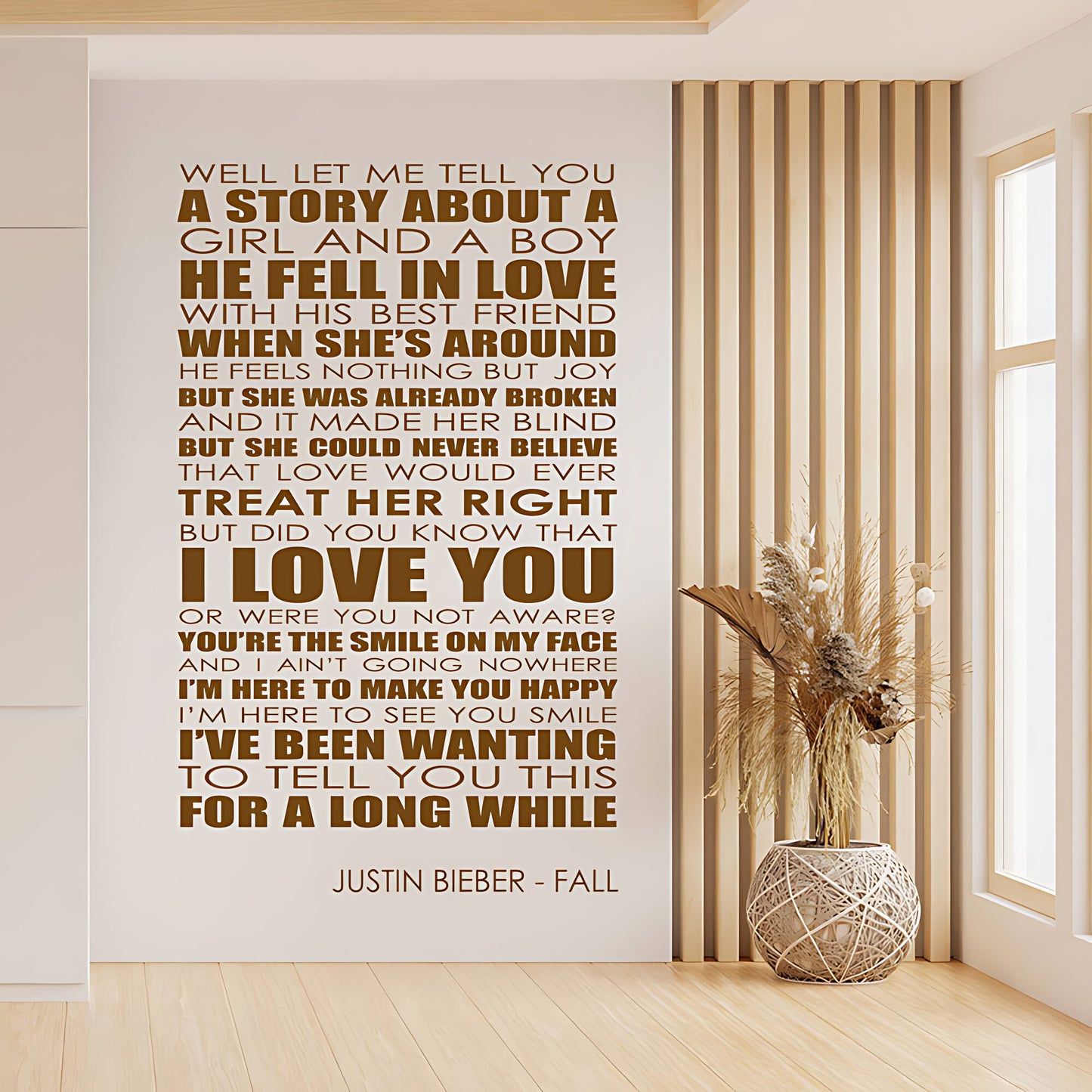 Justin Bieber Wall Art Sticker - Fall Lyrics Music Quote