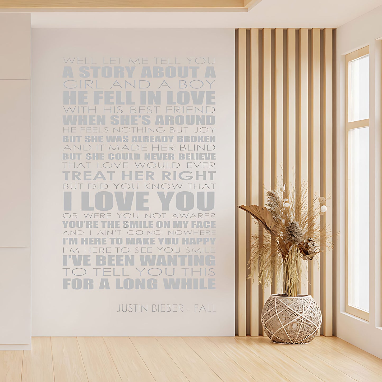 Justin Bieber Wall Art Sticker - Fall Lyrics Music Quote
