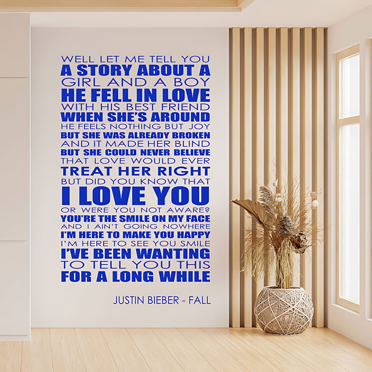 Justin Bieber Wall Art Sticker - Fall Lyrics Music Quote