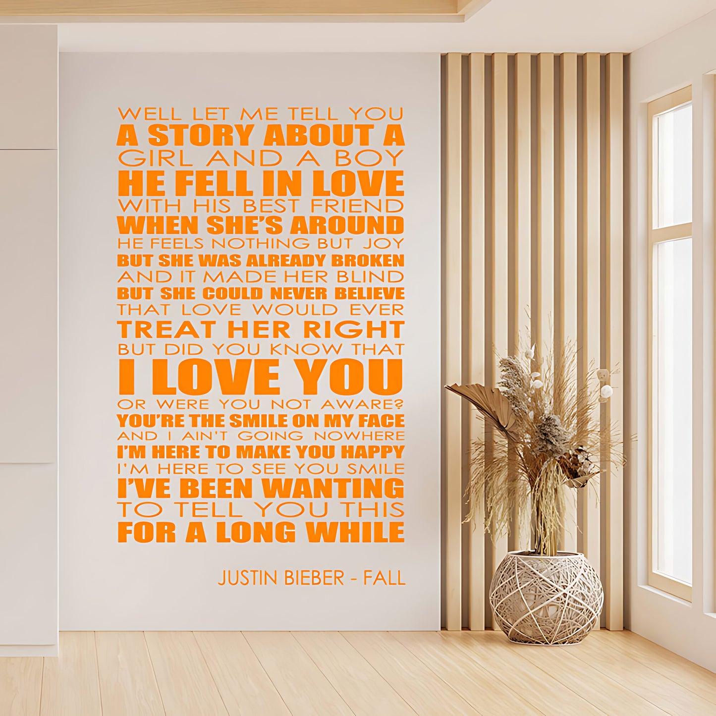 Justin Bieber Wall Art Sticker - Fall Lyrics Music Quote
