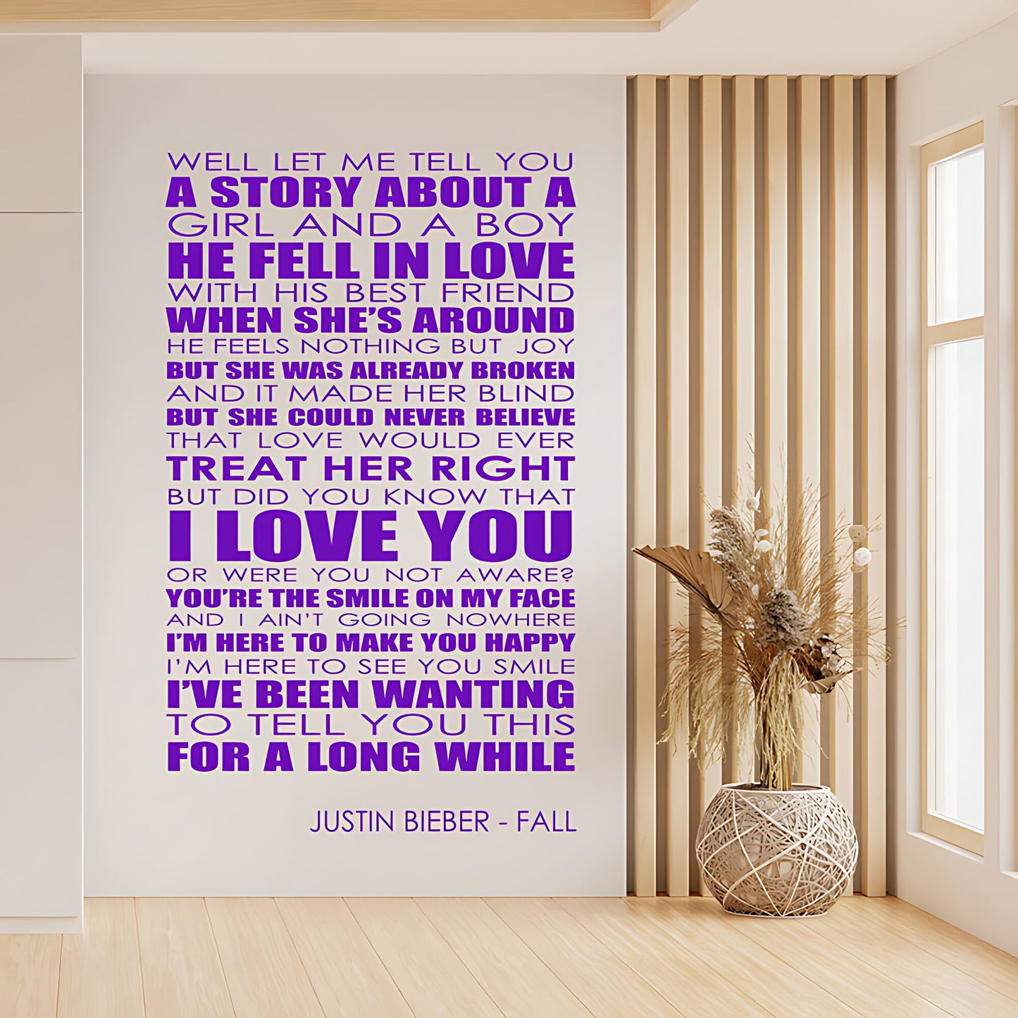 Justin Bieber Wall Art Sticker - Fall Lyrics Music Quote