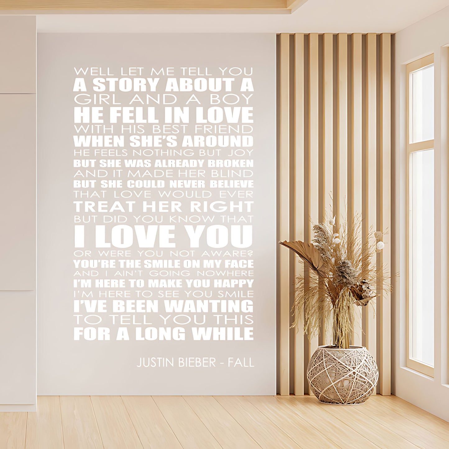 Justin Bieber Wall Art Sticker - Fall Lyrics Music Quote