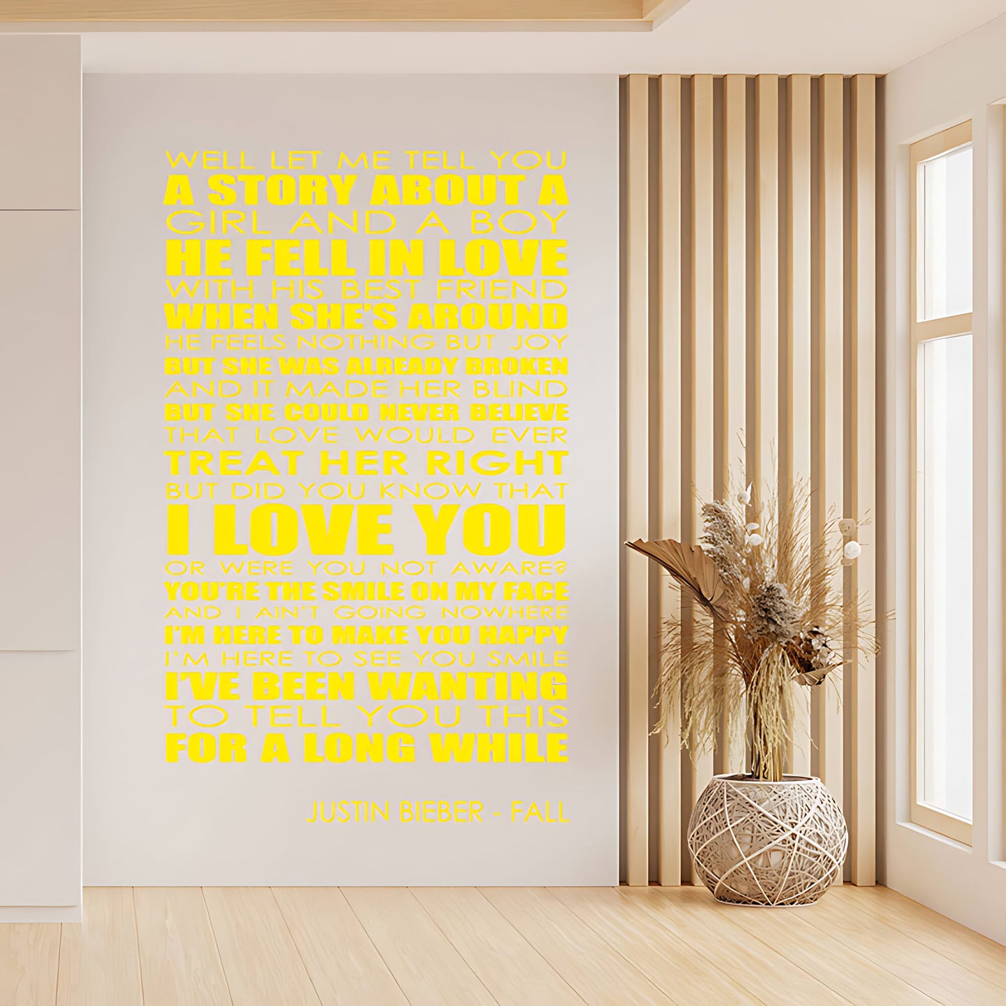 Justin Bieber Wall Art Sticker - Fall Lyrics Music Quote