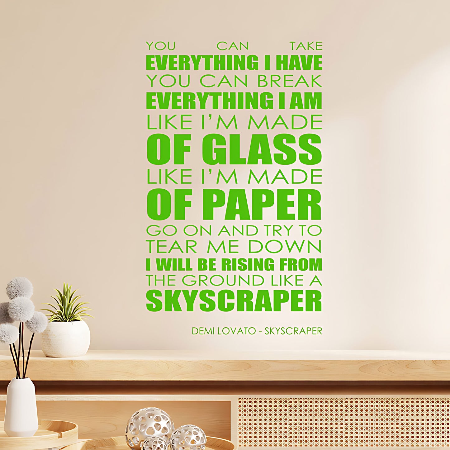 Demi Lovato Wall Art Sticker - Skyscraper Lyrics Music Quote