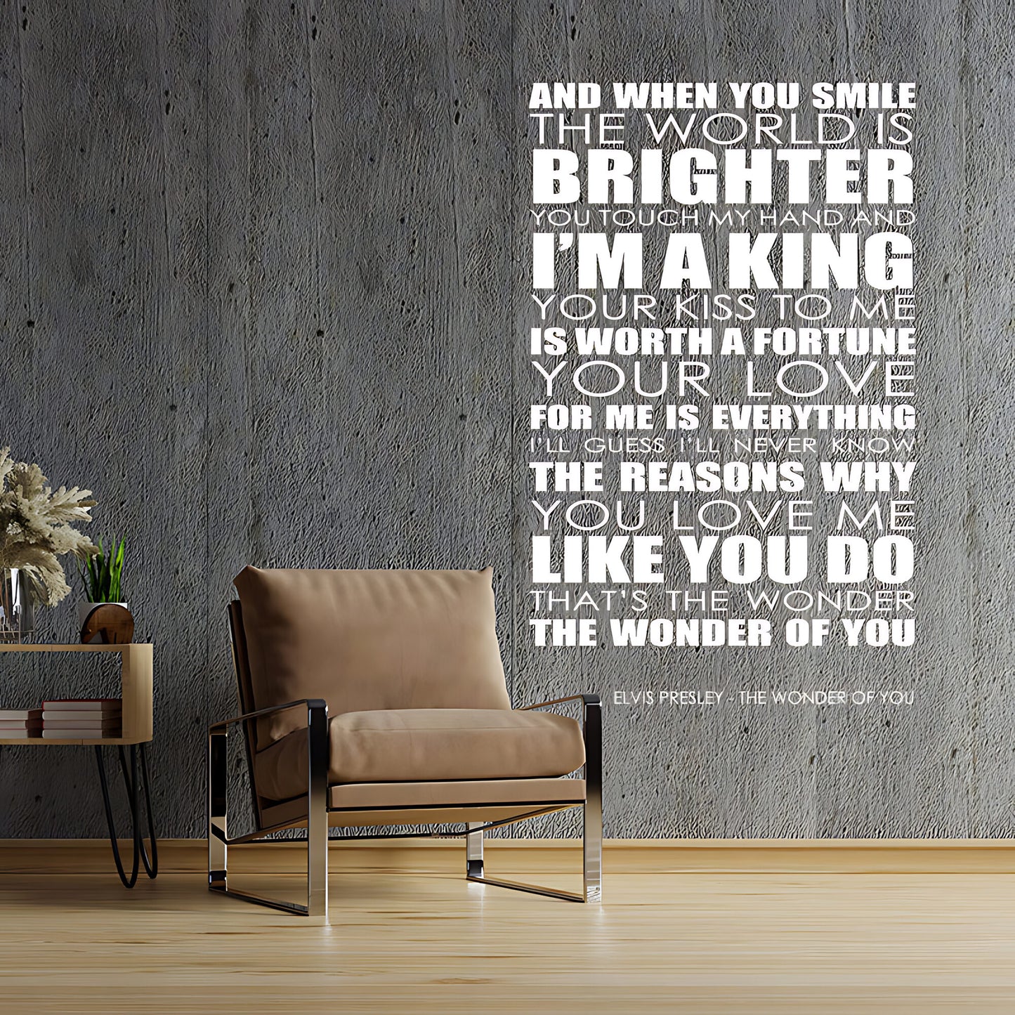 Elvis Presley The Wonder of You Lyrics Wall Sticker – Music Quote Decal