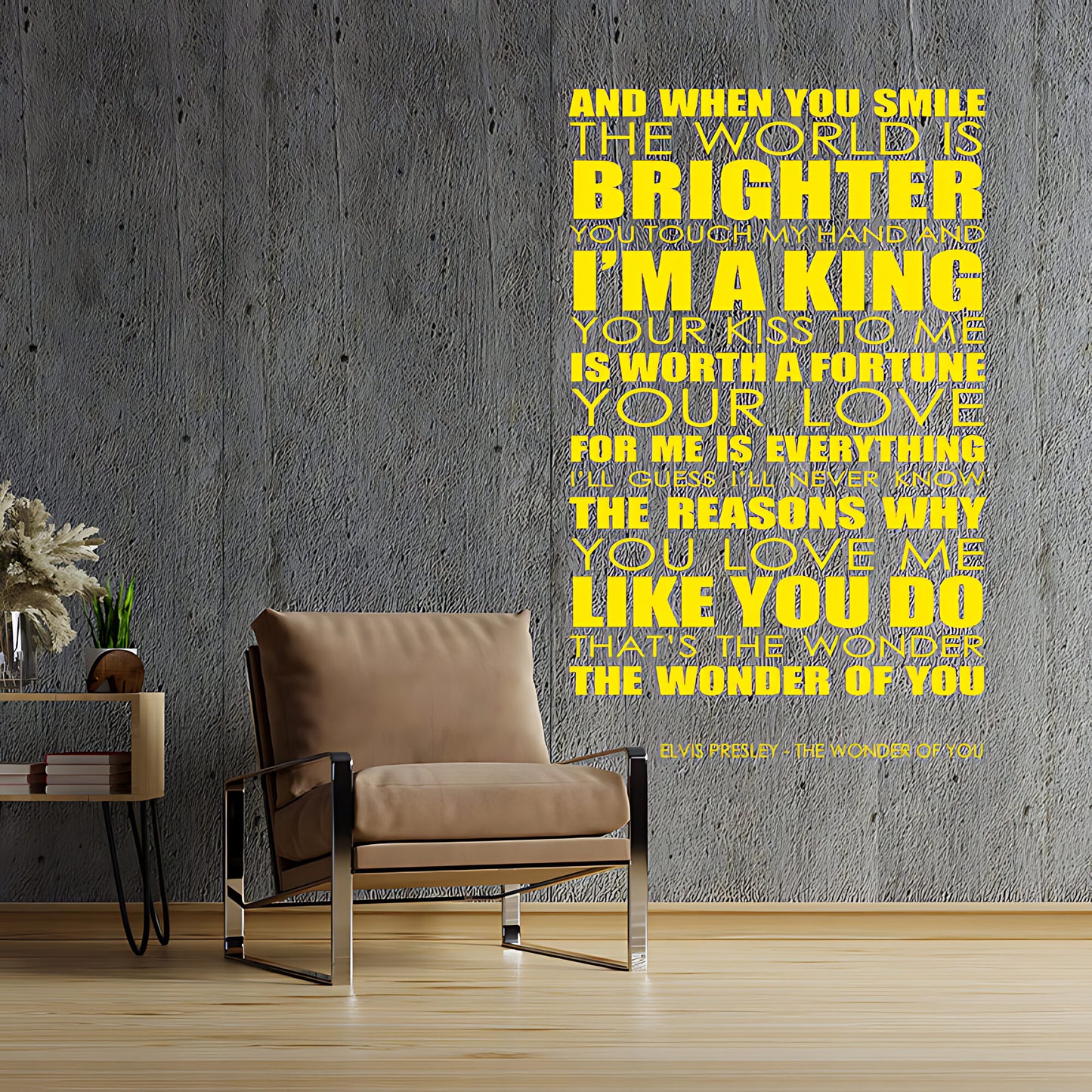 Elvis Presley The Wonder of You Lyrics Wall Sticker – Music Quote Decal