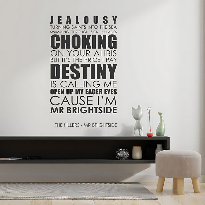 The Killers Mr Brightside Lyrics Wall Sticker & Decal