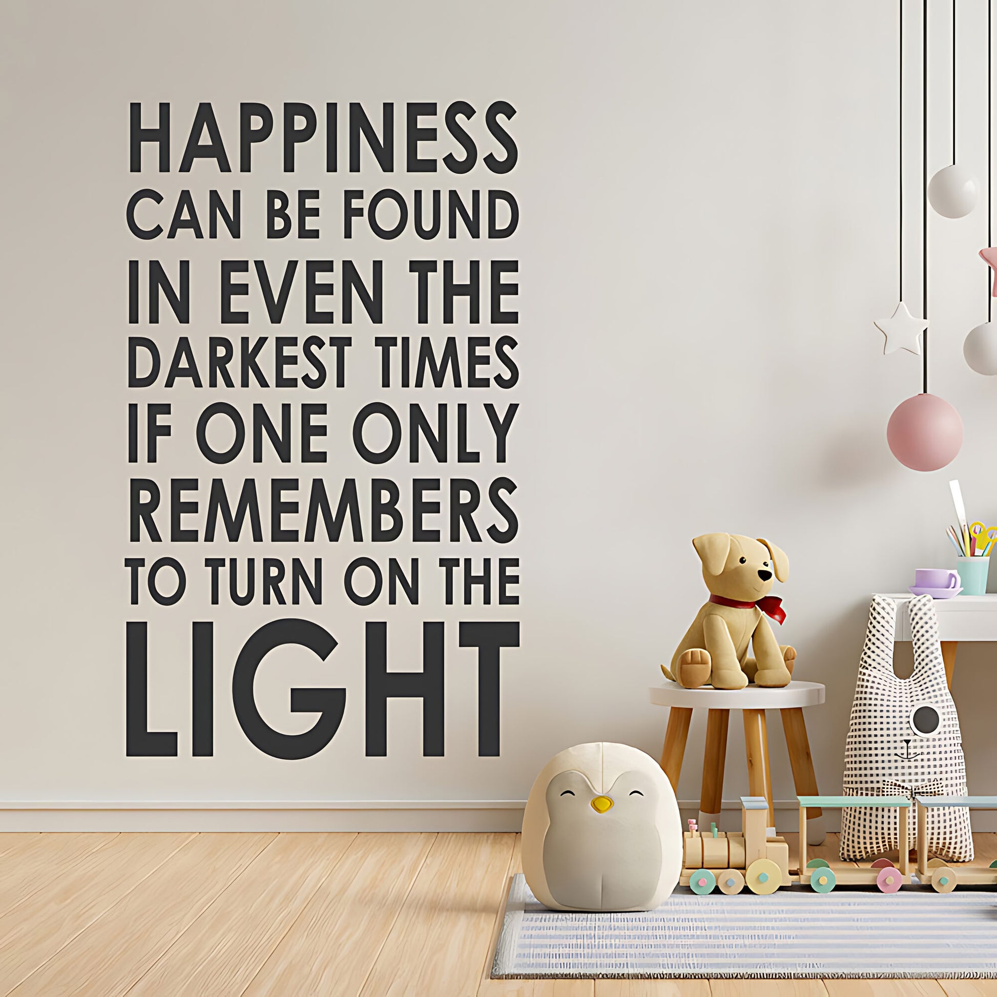 Happiness Can Be Found Wall Sticker – Dumbledore Quote Darkest Times