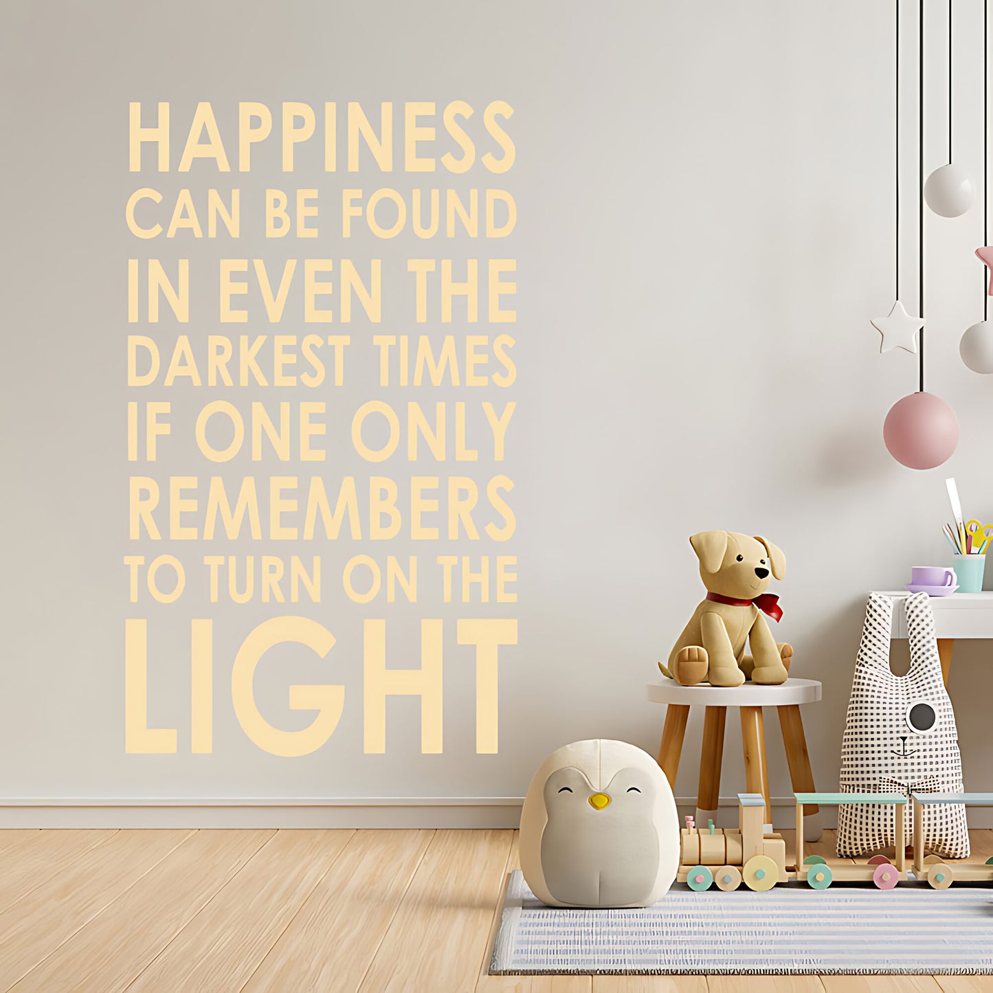 Happiness Can Be Found Wall Sticker – Dumbledore Quote Darkest Times