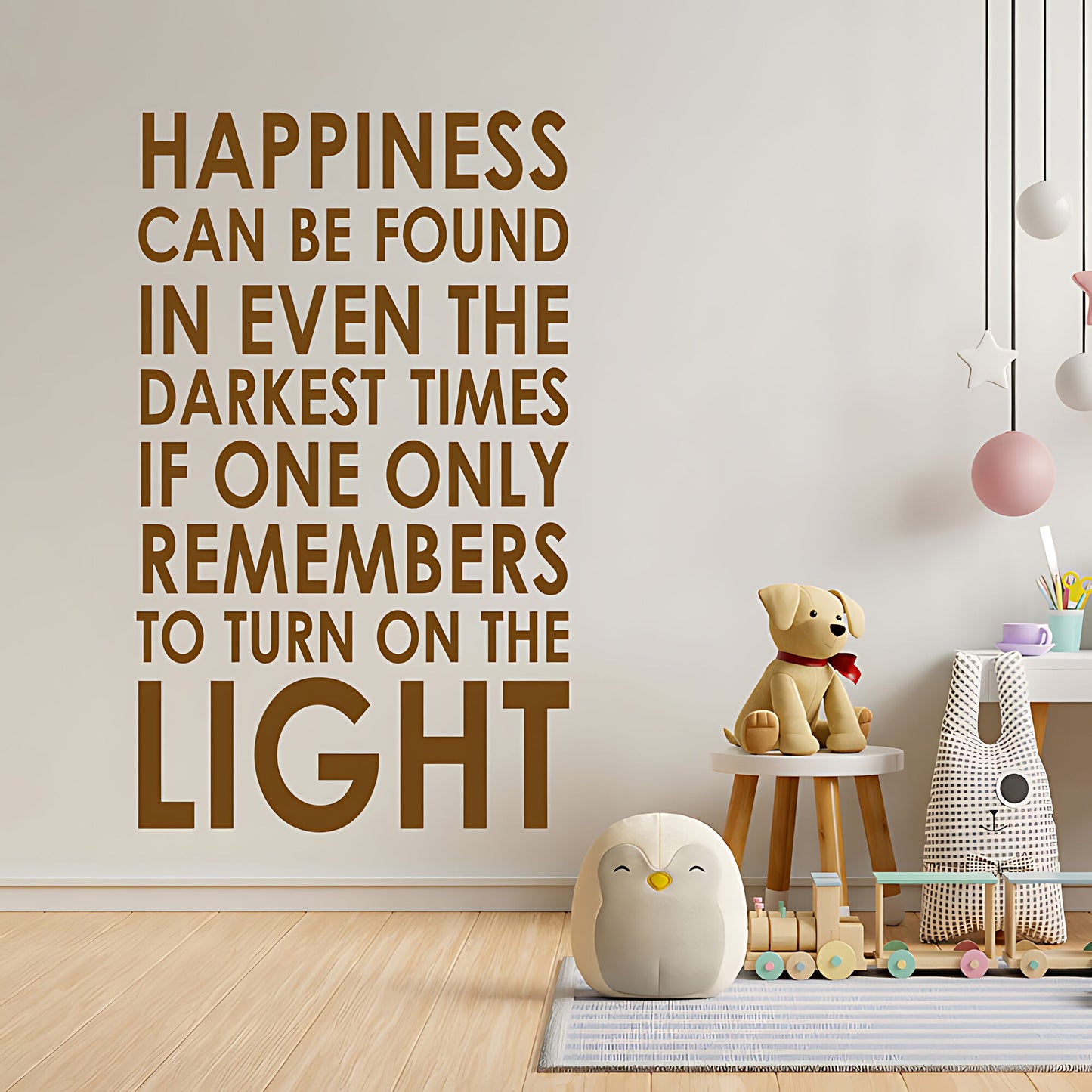 Happiness Can Be Found Wall Sticker – Dumbledore Quote Darkest Times