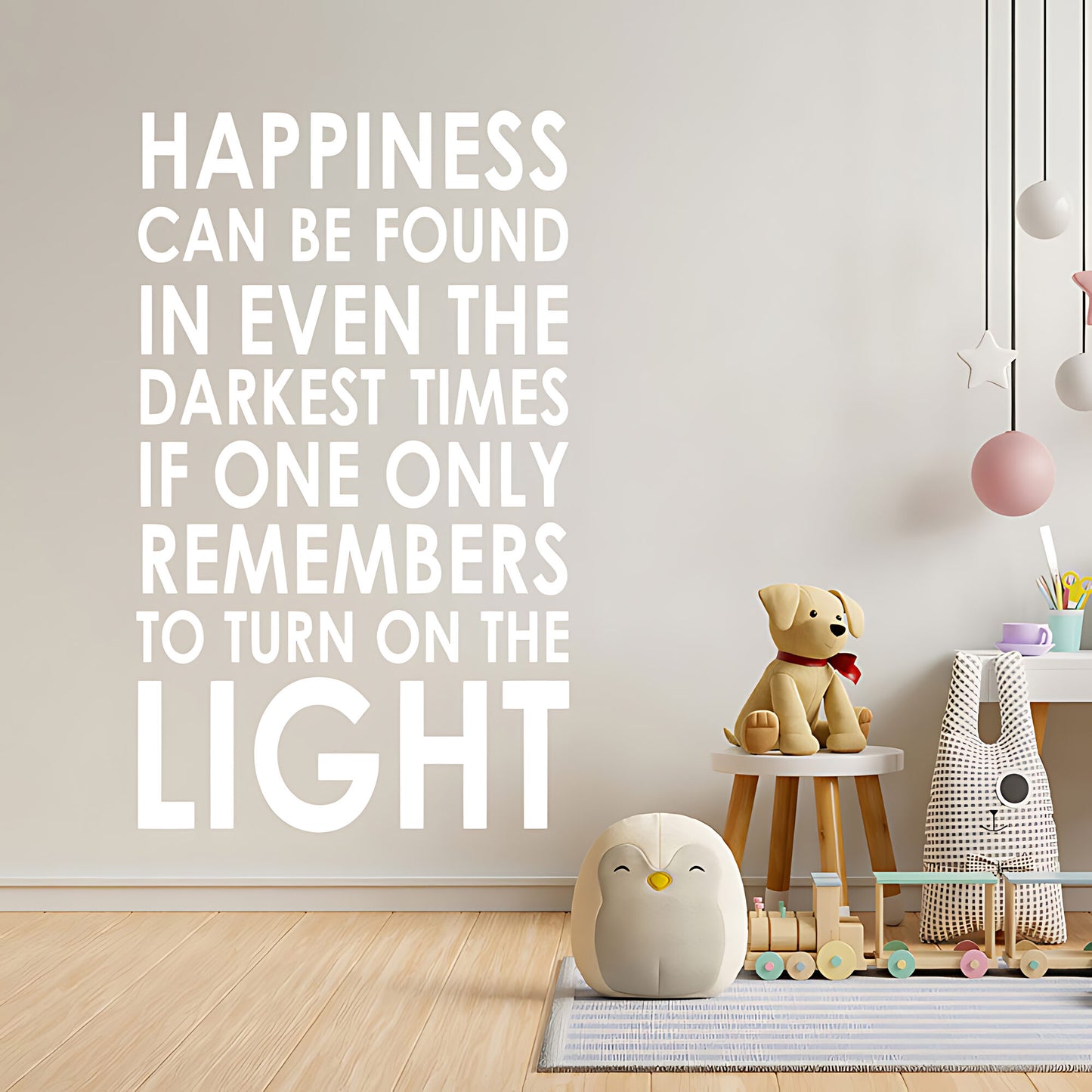 Happiness Can Be Found Wall Sticker – Dumbledore Quote Darkest Times