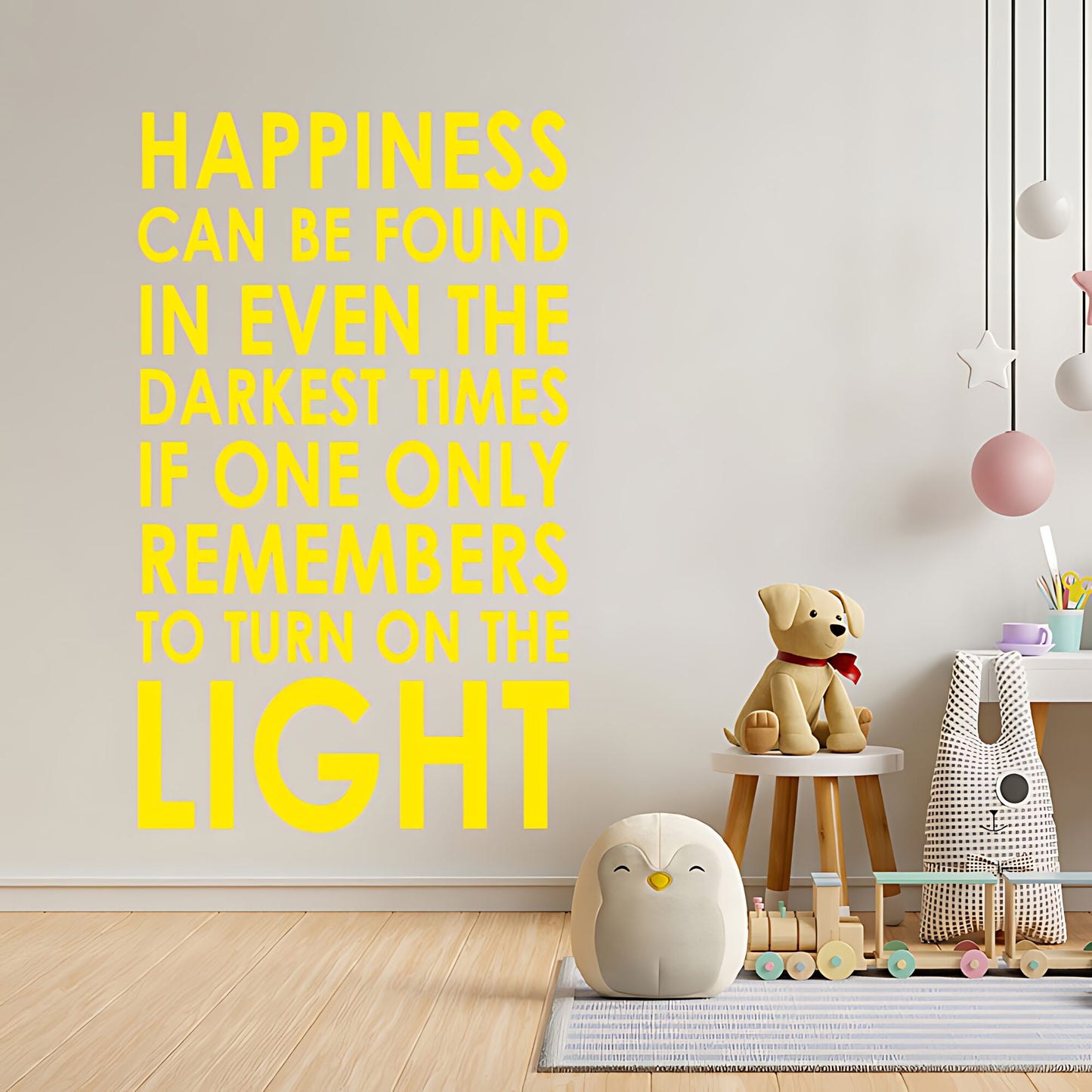 Happiness Can Be Found Wall Sticker – Dumbledore Quote Darkest Times