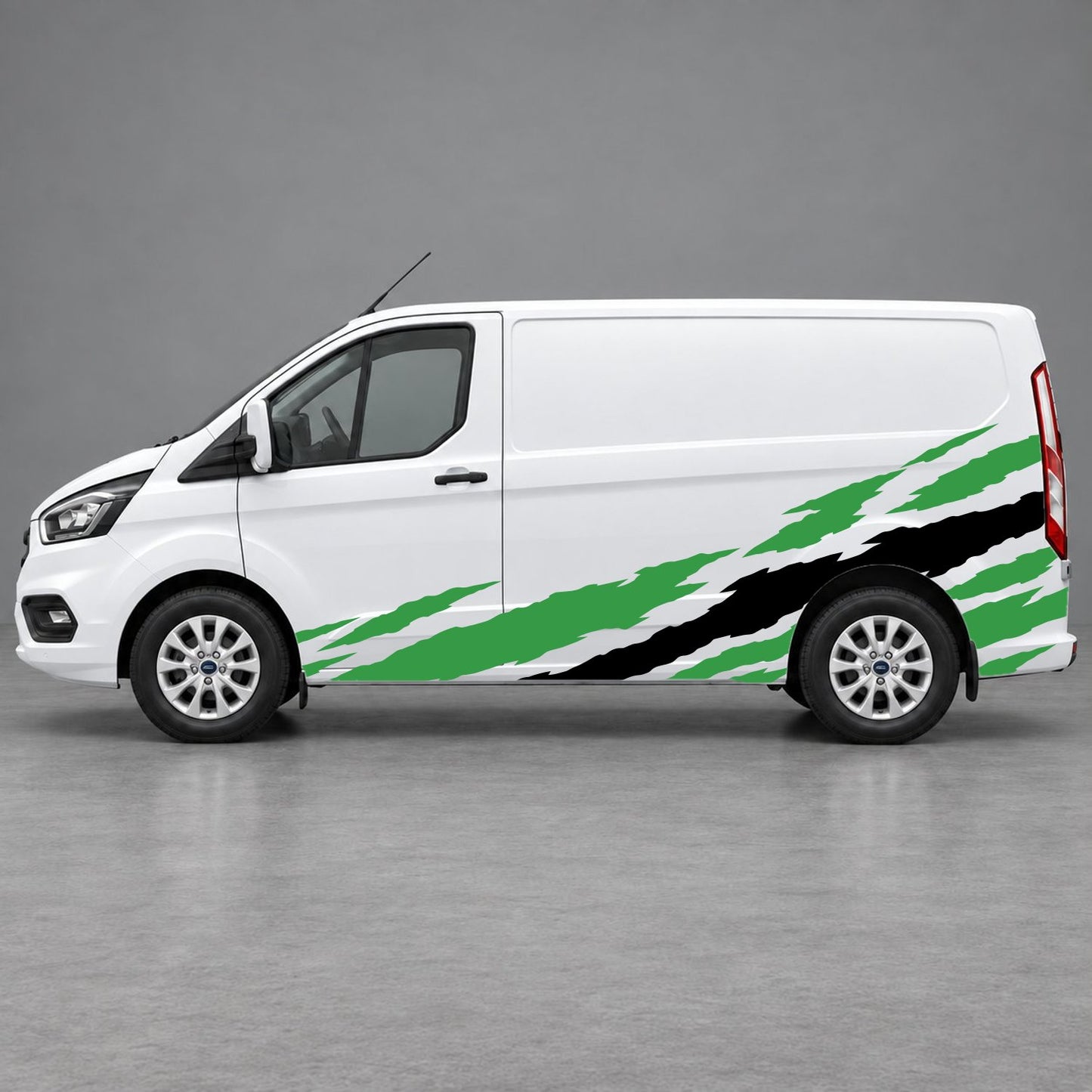 Ford Transit Custom Claw Scratch Side Graphics in Green & Black