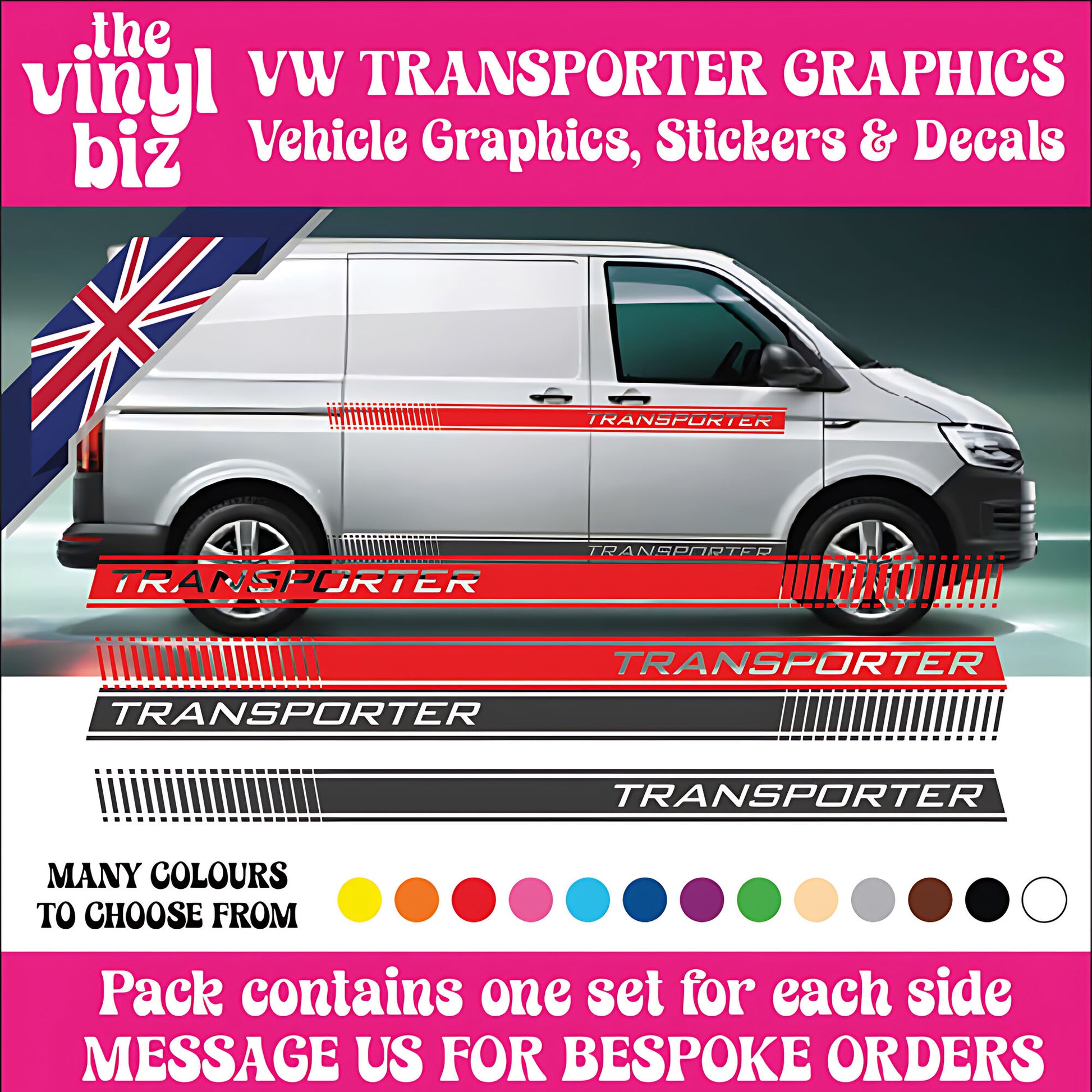 VW Transporter Graphics Side Stripes Decal Design Camper Van TS1