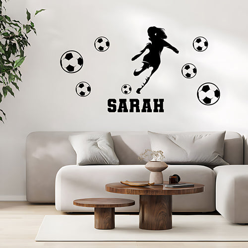 Personalised Girls Football Wall Sticker