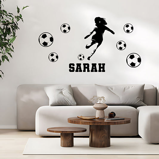 Personalised Girls Football Wall Stticker